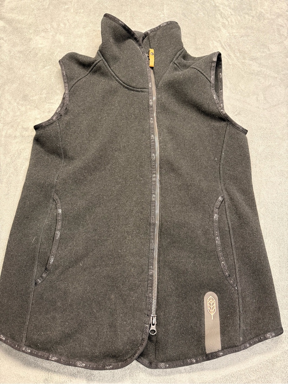 Women's Black Fleece Vest with High Collar